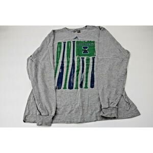 ADIDAS Mens Gray Long Sleeve Graphic T-Shirt Size Large